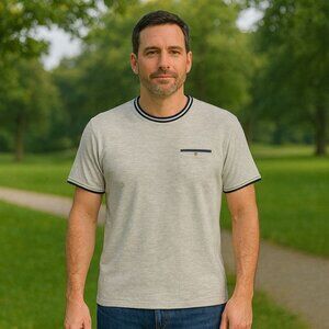 Ted Baker London Grey Textured Crewneck Shirt Preppy Old Money Country Club S